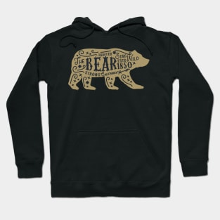 The Bear - vintage poster template. Silhouette of bear with text. Hoodie